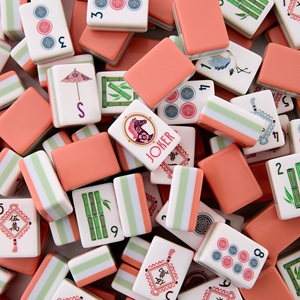 Set di Mahjong Americano Portatile e Resistente in Acrilico Rosa e Arancione con Motivo a Cavallo, Stile <span class=keywords><strong>Sura</strong></span> - Product Image 1