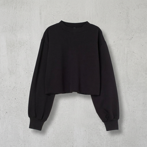 Women's Custom Made One Set Embroidered Regular Fit Solid Casual Knit Cotton Fleece Anti-Pilling Breathable 380g Sweatshirt <b>Crop</b> - Product Image 2