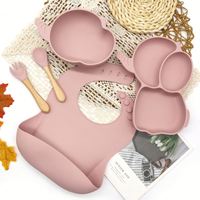 Melikey usine OEM vaisselle pour enfants sans BPA dinosaure dessin animé Animal Silicone assiette d'alimentation pour bébé ensemble de sevrage pour bébé