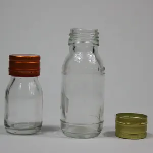 30ml 50ml 100ml Pharma Oral Flüssig glasflasche mit Aluminium kappe Medizin Flüssig sirup flasche