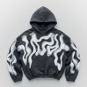 Sweat à capuche zippé en coton de luxe 500 GSM, coupe courte, avec logo brodé 3D personnalisé, en molleton épais noir, lourd, pour homme - Product Image 2