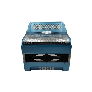 Acordeón Diatónico Profesional SEASOUND de 34 Botones y 12 Bajos, 3 Registros, Color Azul Metálico, Rejilla Plateada, Botones Blancos, Celuloide JB3412C - Product Image 3