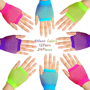 <strong>80s</strong> Party Costume Jelly Bracelets Gloves Fingerless Fishnet Wrist Gloves <strong>80s</strong> Lace <strong>Headband</strong> for <strong>80s</strong> Themed Party - Product Image 4