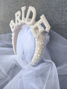 Bride to Be Bridal Gift <strong>Hen</strong> <strong>Party</strong> Bride <strong>Headband</strong> with Veil - Product Image 4