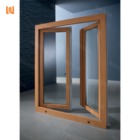 Fenêtre à battant française de conception traditionnelle économe en énergie à ouverture verticale intérieure en bois et aluminium pour les maisons résidentielles