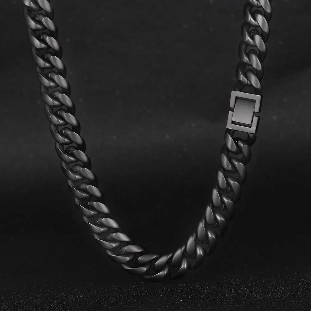 Personalizzato Nero Opaco Cuban Link catena Collana In Acciaio Inox Catena A Maglia Cubano