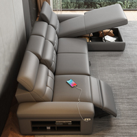 Sofá Cama Seccional Moderno Multifuncional de Cuero Genuino Eléctrico Italiano, Reclinable, para Casa o Villa