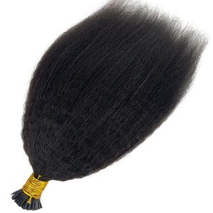 Ik Tip Keratine Human Hair Extension 100% Mongoolse Natuurlijke Kleur Ik Tip Kinky Curly Hair Extensions Kinky Recht - Product Image 2