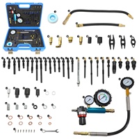 Kit de Prueba de Compresión y Detección de Fugas de 46 Piezas, Kit de Prueba de Compresión de Motor de Doble Manómetro para Gasolina y Diésel, para HDI, TDCi