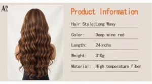<span class=keywords><strong>Perruque</strong></span> synthétique Lace Front pré-teinte en fibre haute résistance, longue, marron, ondulée, pour femmes - Product Image 3