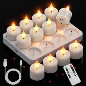Velas LED con Llama Móvil de Larga Duración (Más de 200 Horas) a Pilas, con Efecto de Llama Parpadeante, para Decoración de Bodas y Navidad - Product Image 1