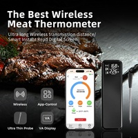 Thermomètre à viande sans fil IP67 BT5.3 avec sonde ultra-fine, batterie 48H, contrôle par application pour barbecue, four, cuisson, OEM