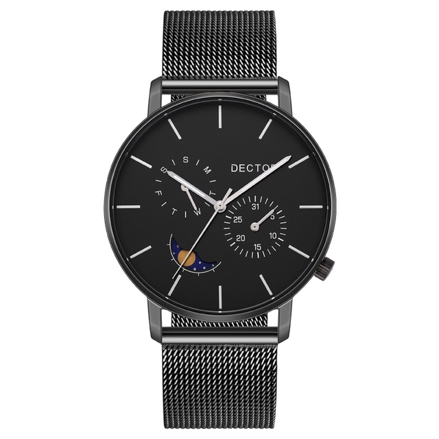 Wholesale Minimalistic Luxury Analog Men's Watches Custom Logo Quality Japanese Movement Private Label Black Stainless Steel