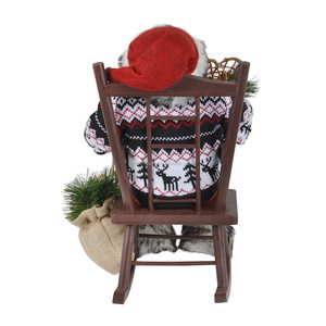 Statuetta Antica di Babbo Natale Seduto su Sedia a Dondolo, 40cm, Rossa, Decorazione Natalizia Festiva, Articolo da Esposizione, Forniture Natalizie di Fabbrica - Product Image 6