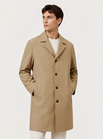 Manteau trench mi-long à revers cranté kaki pour homme