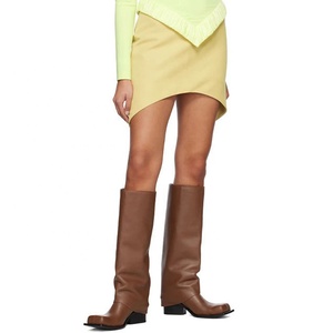 Botas altas de tacón grueso clásicas para mujer con punta cuadrada y diseño de pantalón, de ajuste ancho y estilo superpuesto - Product Image 5