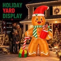 Décoration de Noël gonflable LED imperméable en forme de bonhomme en pain d'épices avec bonbons, idéale pour centres commerciaux et attractions de Noël