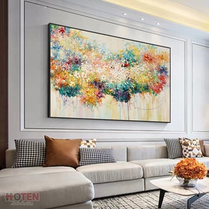 Pintura al óleo de acrílico floral abstracta pintada a mano arte decorativo elegante para sala de estar con hermosas flores - Product Image 1