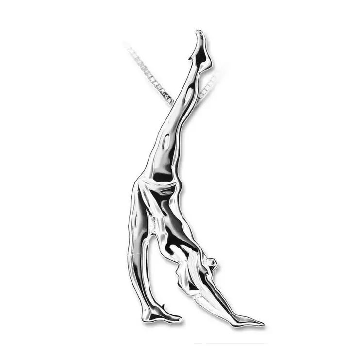Sterling Zilveren Sieraden Gymnastiek Meisje Hanger 925 Zilver Yoga Pose Ketting Voor Vrouwen