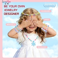 Kit de bijoux en perles de plastique DIY pour filles - Ensemble de fabrication de bracelets et de colliers en perles colorées, cadeau créatif papillon