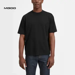 MGOO Black Boxy T-Shirt Herren Basic ohne Logo Übergroße Baumwolle Custom Label Tee