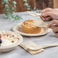 Ustensiles jetables écologiques en bagasse de canne à sucre, fourchettes, couteaux et cuillères biodégradables et compostables pour les restaurants de restauration rapide