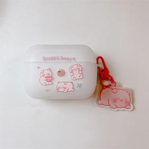 Pour <span class=keywords><strong>Airpods</strong></span> 1 2 3 Pro souple mat TPU mignon dessin animé rose <span class=keywords><strong>cochon</strong></span> porte-clés sans fil écouteur étui de protection - Product Image 6