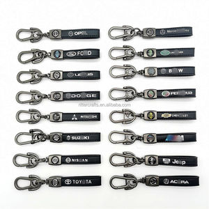 Llavero de Metal Premium hecho a mano de marcas de coche creativas, llavero de cuero genuino de PU en relieve epoxi, Llavero De Cuero - Product Image 2