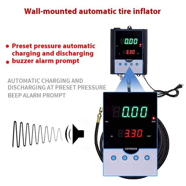 Tire Inflator Pressure Gauge Auto Tire Inflator Vehicle Tools for Tyre Repair Shops Small Automatic Tyre Inflator