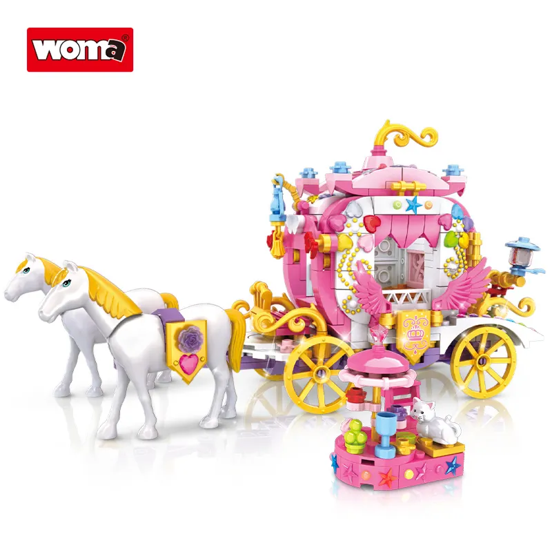 WOMA TOYS C0250 all'ingrosso personalizza Girl MOC Assembly Princess carrier Toy Model Kids Puzzle Building Block Brick Horse Car