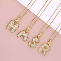 Collar Personalizado con Inicial en Letra Burbuja Chapada en Oro de 18K, Colgante 3D con Alfabeto Inflado para Mujeres y Niñas