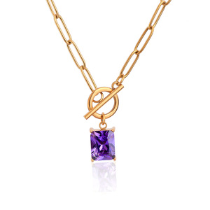 Hot Bán Birthstone Đá Quý Thép Không Gỉ Tennis Chuỗi Vòng Cổ Cho Phụ Nữ Birthstone Kim Cương Pendent Vòng Cổ Bán Buôn - Product Image 2