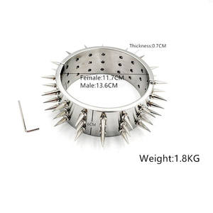 <span class=keywords><strong>Collar</strong></span> de Acero Inoxidable Resistente con Remaches, <span class=keywords><strong>Collar</strong></span> de Restricción Sexual, Juego de Roles de Esclavo, Juguetes Sexuales de Bondage Metálico para Bondage Masculino SM - Product Image 4