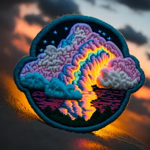 Aangepaste Avond Vlam Regenboog Vis Met Donker Glanzend Borduurwerk Patch Ijzer Op