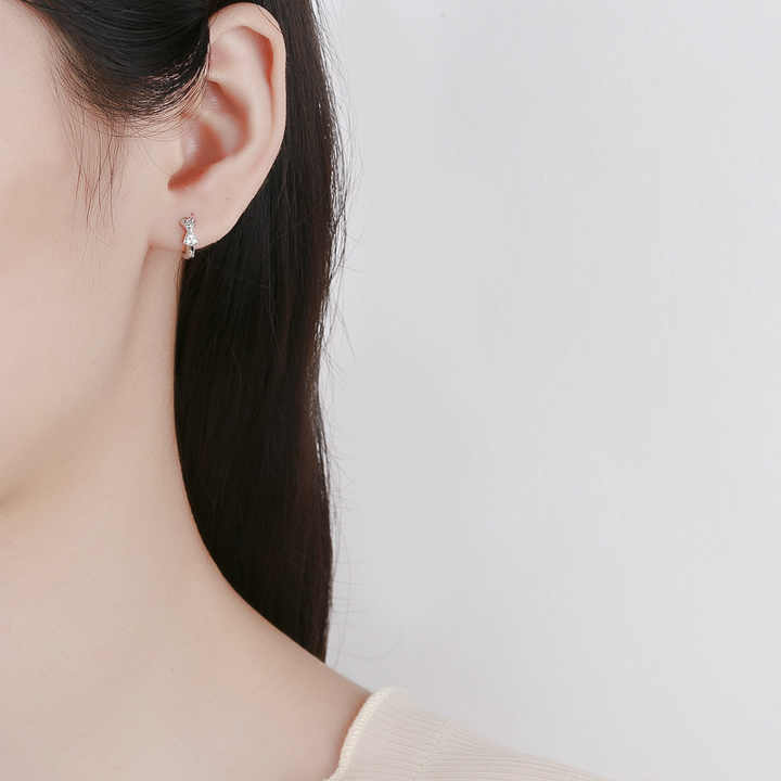 thumbnail image 2 of SLUYNZ Sterling Silver Butterfly Hoop Earrings - Small CZ Huggie Earrings For Women & Teens 2 of 11