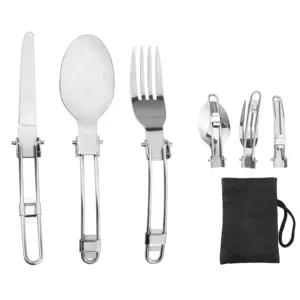 CT-8027-A-R Multiferramenta de aço inoxidável para acampamento ao ar livre, utensílios de mesa dobráveis, multiferramenta de sobrevivência