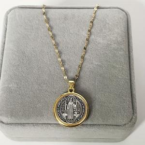 Joyería Religiosa, Collar con Colgante de Medallón de San Benito, Cadena de Acero Inoxidable, Amuleto para Hombre y Mujer - Product Image 4