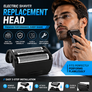 Electric Shaving <b>Head</b> Replacement Kit with Swedish Stainless Steel Blades and Outer Foil for Men's Grooming-Durable Spare Parts - Product Image 1