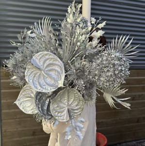 Fiori Artificiali Realistici in Plastica, Serie <span class=keywords><strong>Argento</strong></span>, <span class=keywords><strong>Bouquet</strong></span> a Lunga Durata, Anthurium Moderno per Natale, Laurea, Matrimonio - Product Image 3