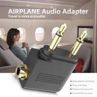 Adaptateur audio 3,5 mm mono double mâle vers jack femelle stéréo pour casque d'écoute de voyage en avion