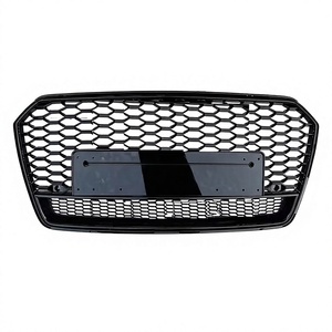 ABS <b>Grille</b> RS7 Style for 2016-2018 Audi A7 C7.5 S7 | Gloss Black Frame with Lower frame | honeycomb <b>Grille</b> |FedEx Shipping - Product Image 1