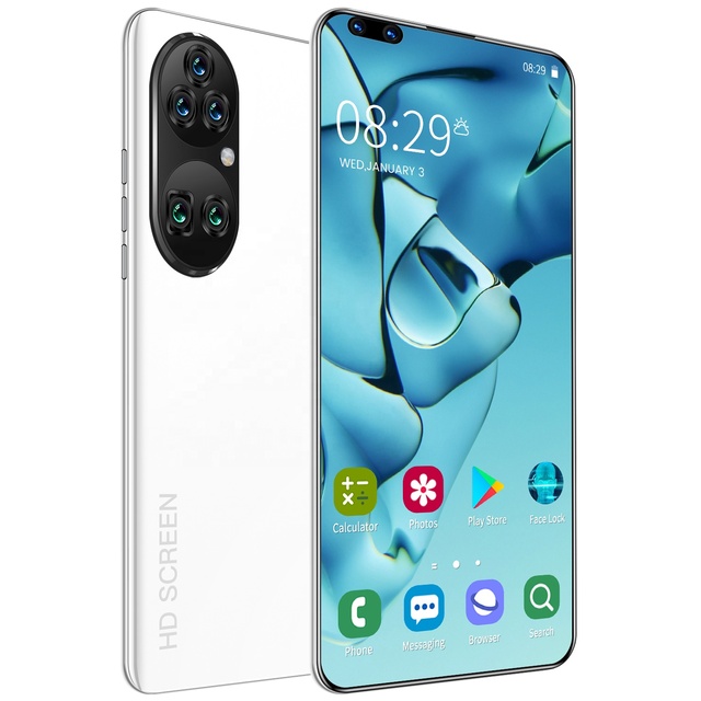Face Unlock 7.8 Inch H-D Full Screen Android 11 Dual Card Flash Lamp Mobile Projector Phones Mini Slim P60 Pro Smart Phone