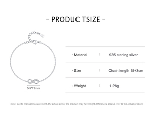 Vòng tay chuỗi bạc Ý thật may mắn số 8, bạc 925, tình yêu vô hạn, trang sức đeo tay cho nữ - Product Image 6