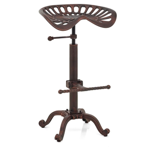 Tabouret de bar en fonte avec structure métallique réglable en hauteur, style industriel antique rustique pour la maison - Product Image 1