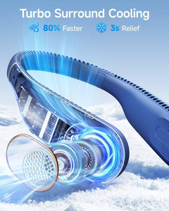 พัดลมคล้องคอแบบพกพา รุ่นใหม่ ทันสมัย แบตเตอรี่ 5000mAh ไร้ใบพัด ชาร์จซ้ำได้ ความเร็วเดียว ใช้งานได้นาน 20 ชั่วโมง เงียบ ลมหมุนได้ 360 องศา ใช้กลางแจ้งได้ - Product Image 6