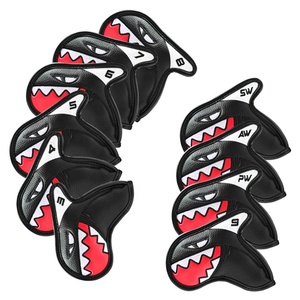 Vente <span class=keywords><strong>en</strong></span> gros usine : Housse de tête de fer de golf magnétique fantaisie, personnalisée avec broderie requin, <span class=keywords><strong>en</strong></span> cuir PU, broderie OEM motif animal - Product Image 1