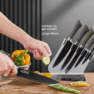 Nuevo juego de cuchillos de cocina para el hogar con mango hueco en forma de herradura, de acero inoxidable, para cortar carne, cuchillos para frutas con base acrílica - Product Image 1
