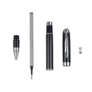 Customized Luxury Gift Pen Roller Ball Pen Carbon Fiber Metal Pen With Box Package