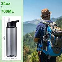 Nouvelle tendance, bouteille en plastique transparente de 24 oz/700 ml, bouteille d'eau de sport en plastique, bouteille d'eau de sport portable avec logo personnalisé