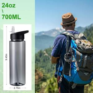 Nueva Tendencia, Botella de Agua Deportiva de Plástico Transparente de 24 oz/700 ml, Botella de Agua Deportiva Portátil con Logotipo Personalizado - Product Image 4